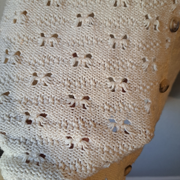 Long Sleeve Knitted Cardigan. Cream color. - Picture 11 of 13